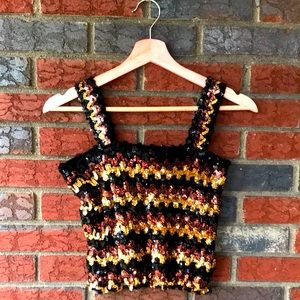 80's VINTAGE sequin crop top